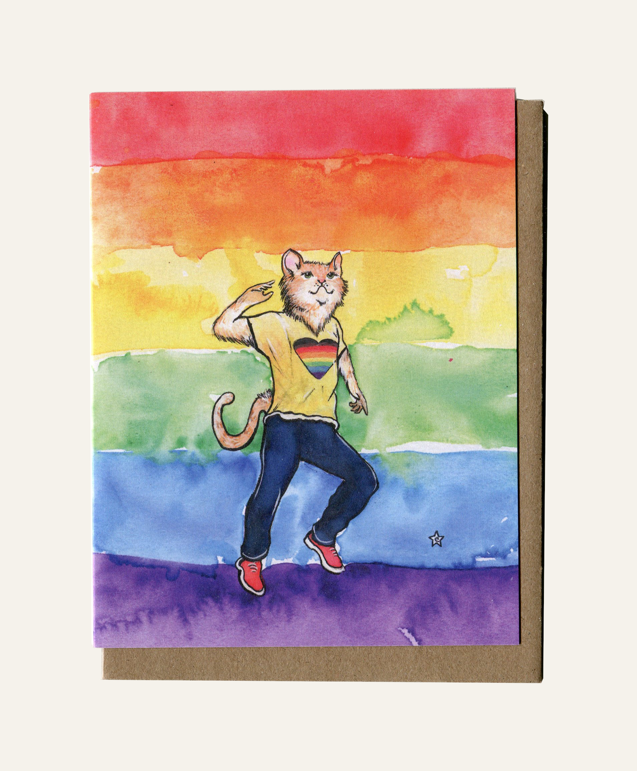 Rainbow Gay Cat - Queer LGBT Pride Flag Card