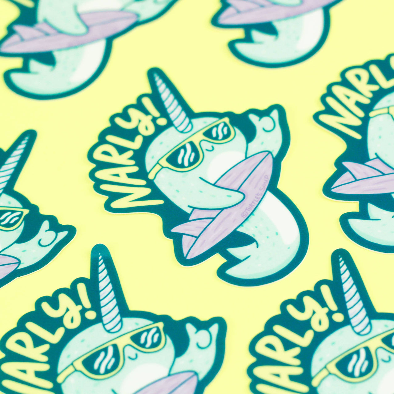 Surfing Narwhal Beach Animals Cute Narly Vinyl Sticker