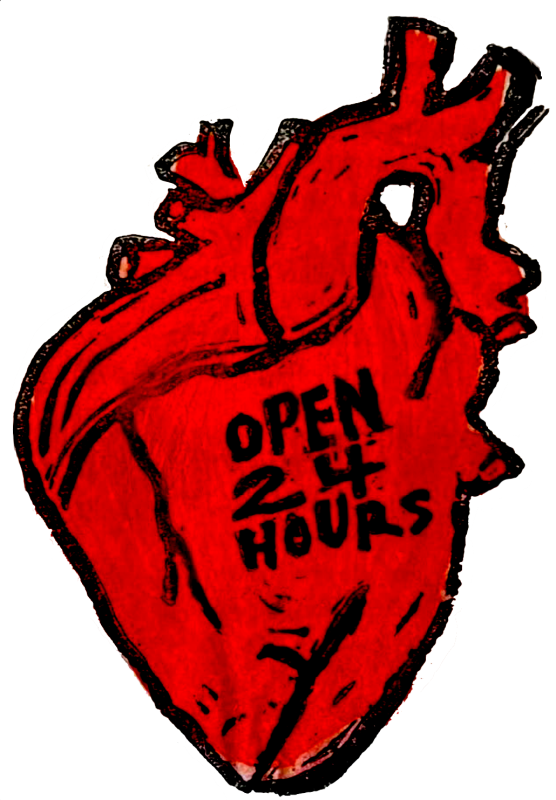 Heart Open 24 Hours Vinyl Sticker