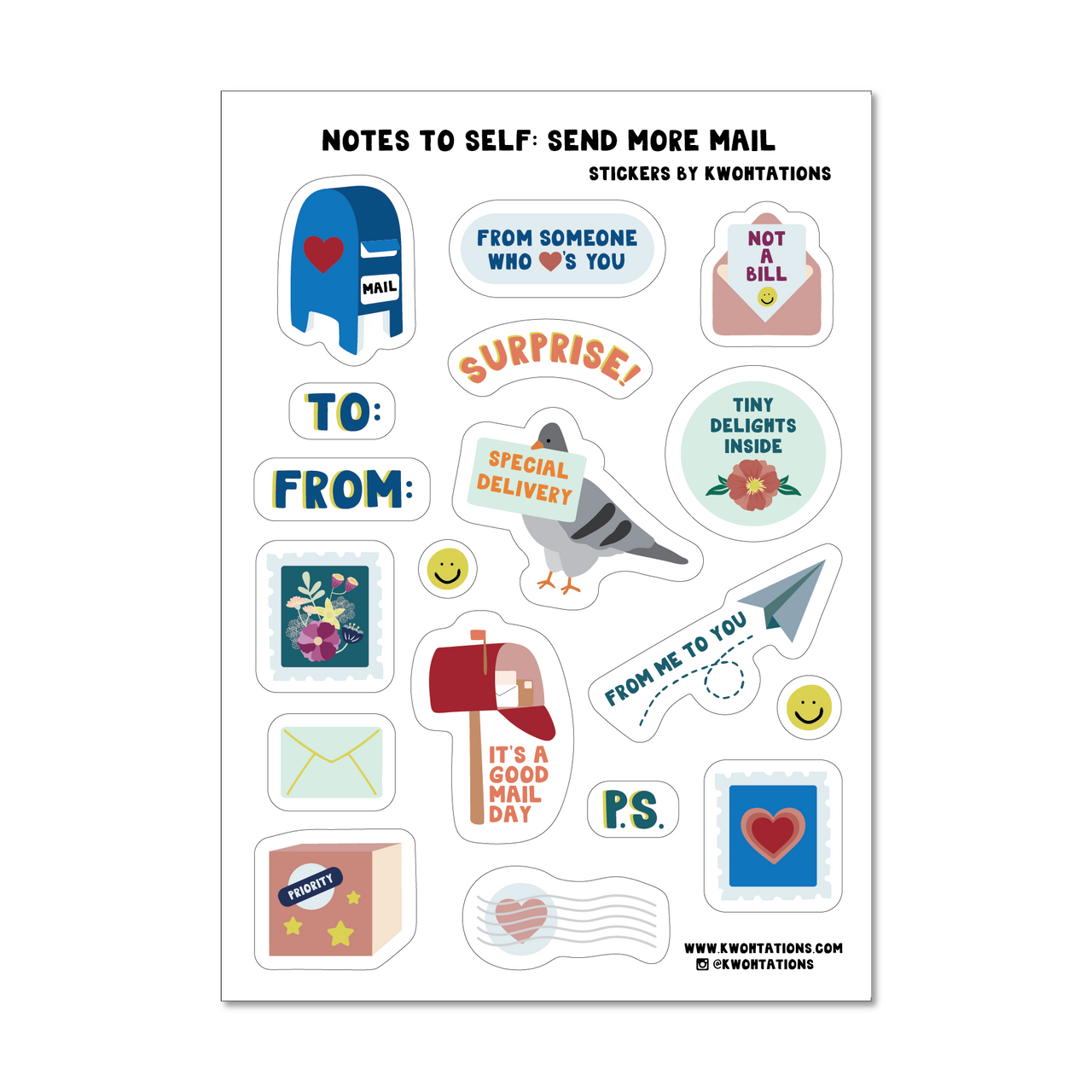 Send More Mail Sticker Sheet - Clear Journaling Stickers