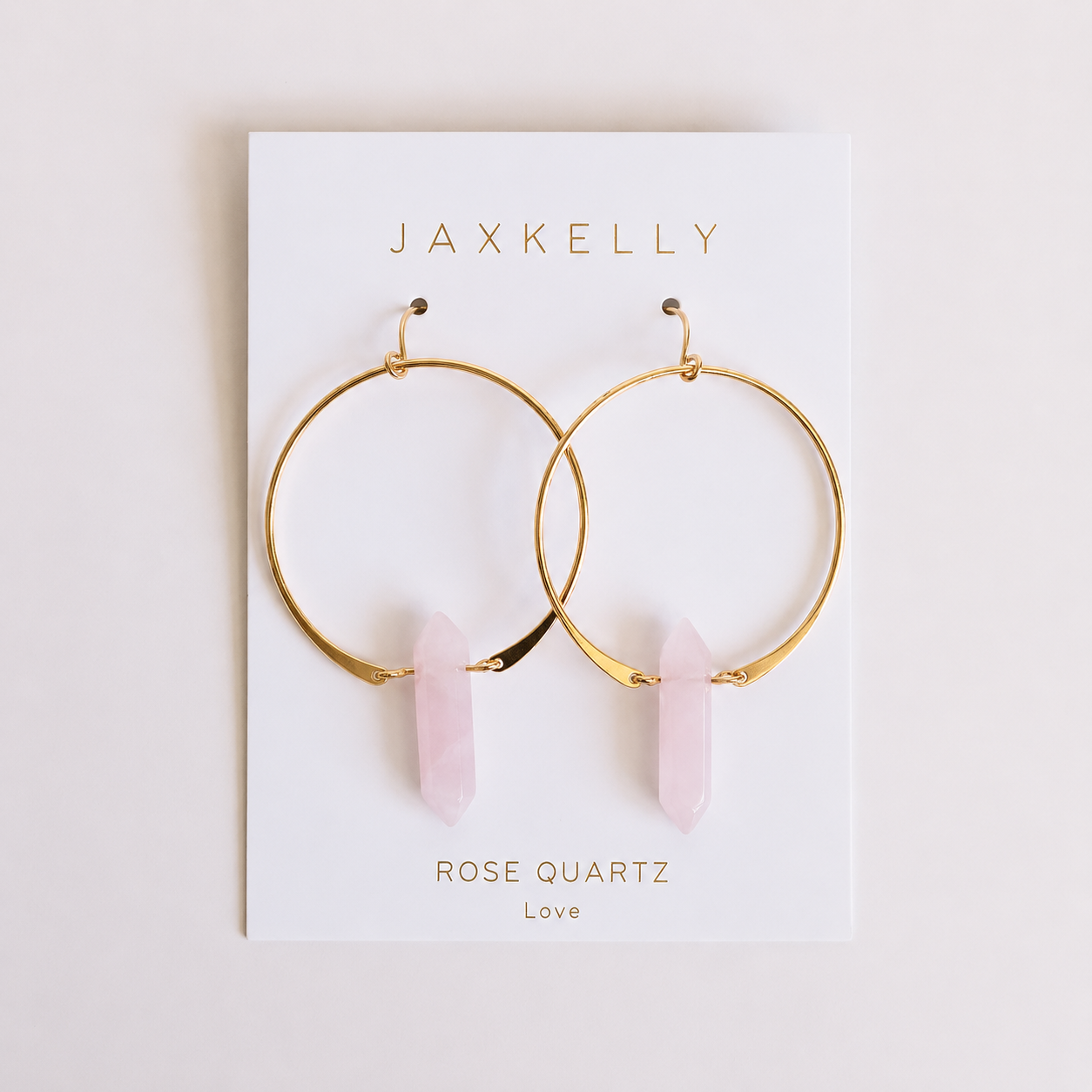 Hoops - Rose Quartz - Gold Earrings