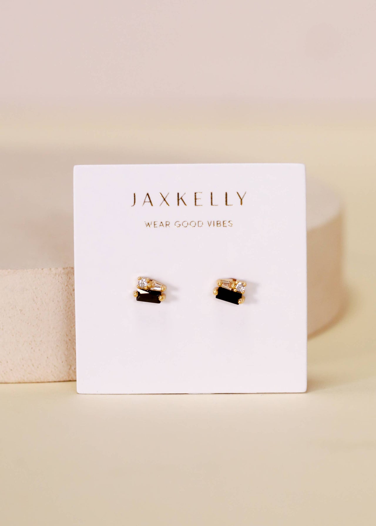 Cluster Black Black CZ Gold Earrings
