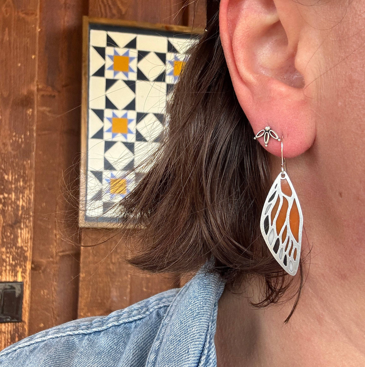 Monarch // stained glass resin earrings