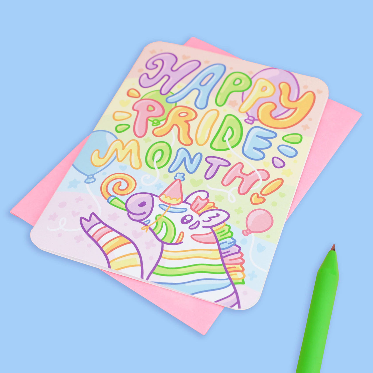 Happy Pride Month, Zebra, LGBTQ, Queer Card with Envelope