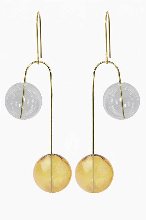 Glass Balance Gold Earrings