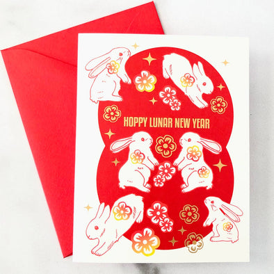Year of the Rabbit Happy Lunar New Year A2 Greeting Card