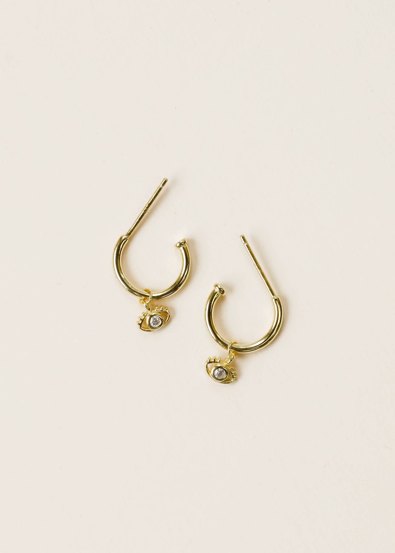 Gold Hoop - Evil Eye - Gold Earrings