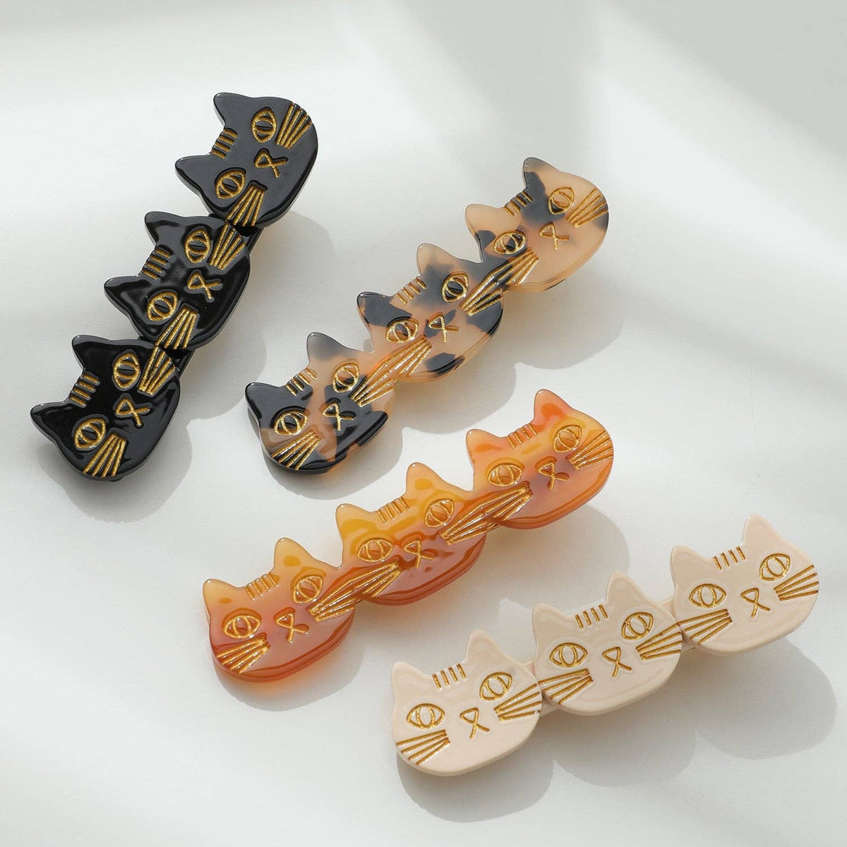 Zoe 3 Cat Face Barrette Hair Clip (Set of 2): Assorted
