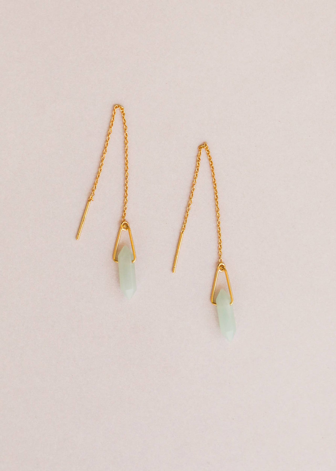 Threader - Amazonite - Gold Earrings