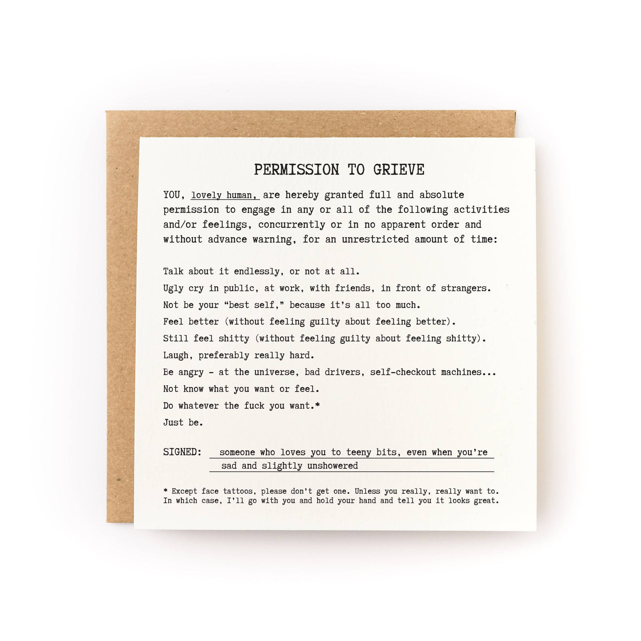 Permission to Grieve Sympathy Card