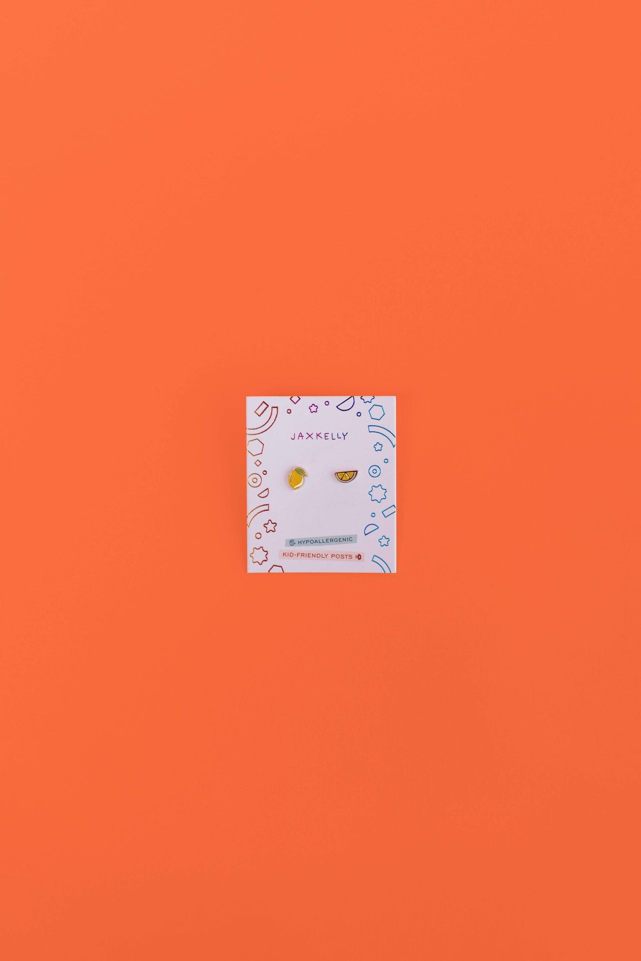 Lemon Enamel Flat Back Kids Earrings