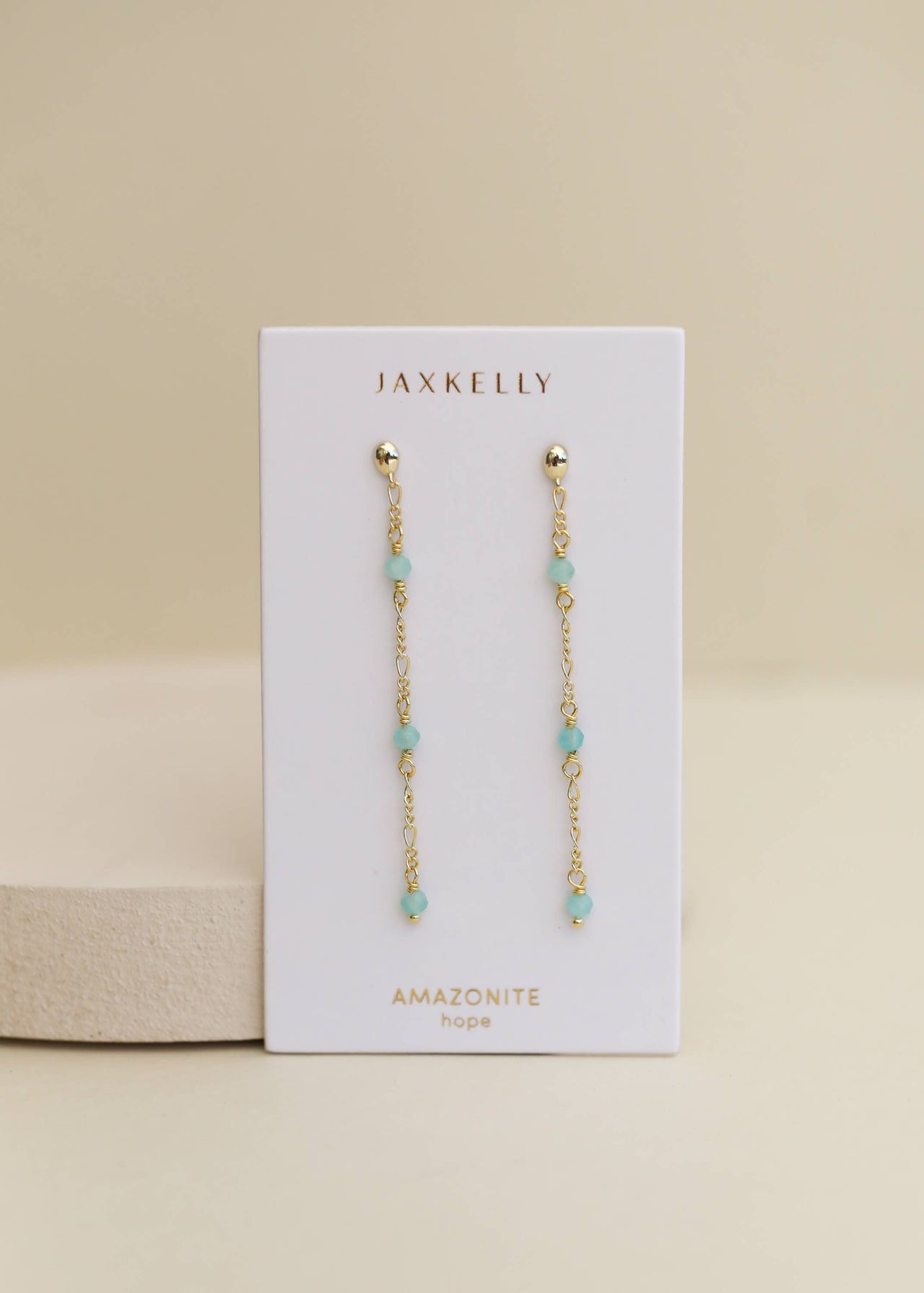 Gemstone Chain Drop Earring - Amazonite