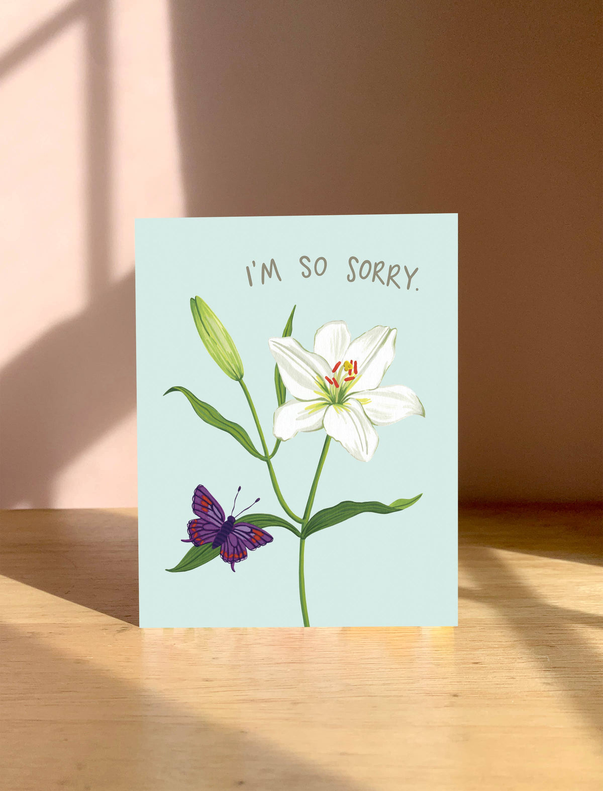 Lily and Butterfly I'm Sorry Sympathy Card