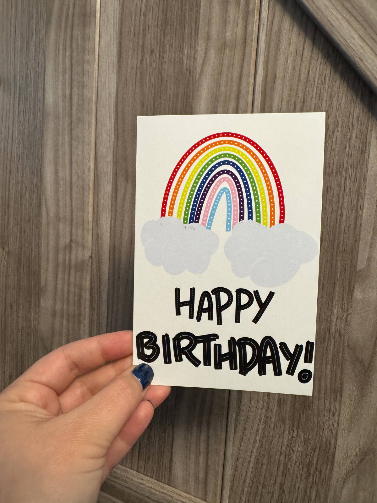 Rainbow Happy Birthday Card - Hand Drawn