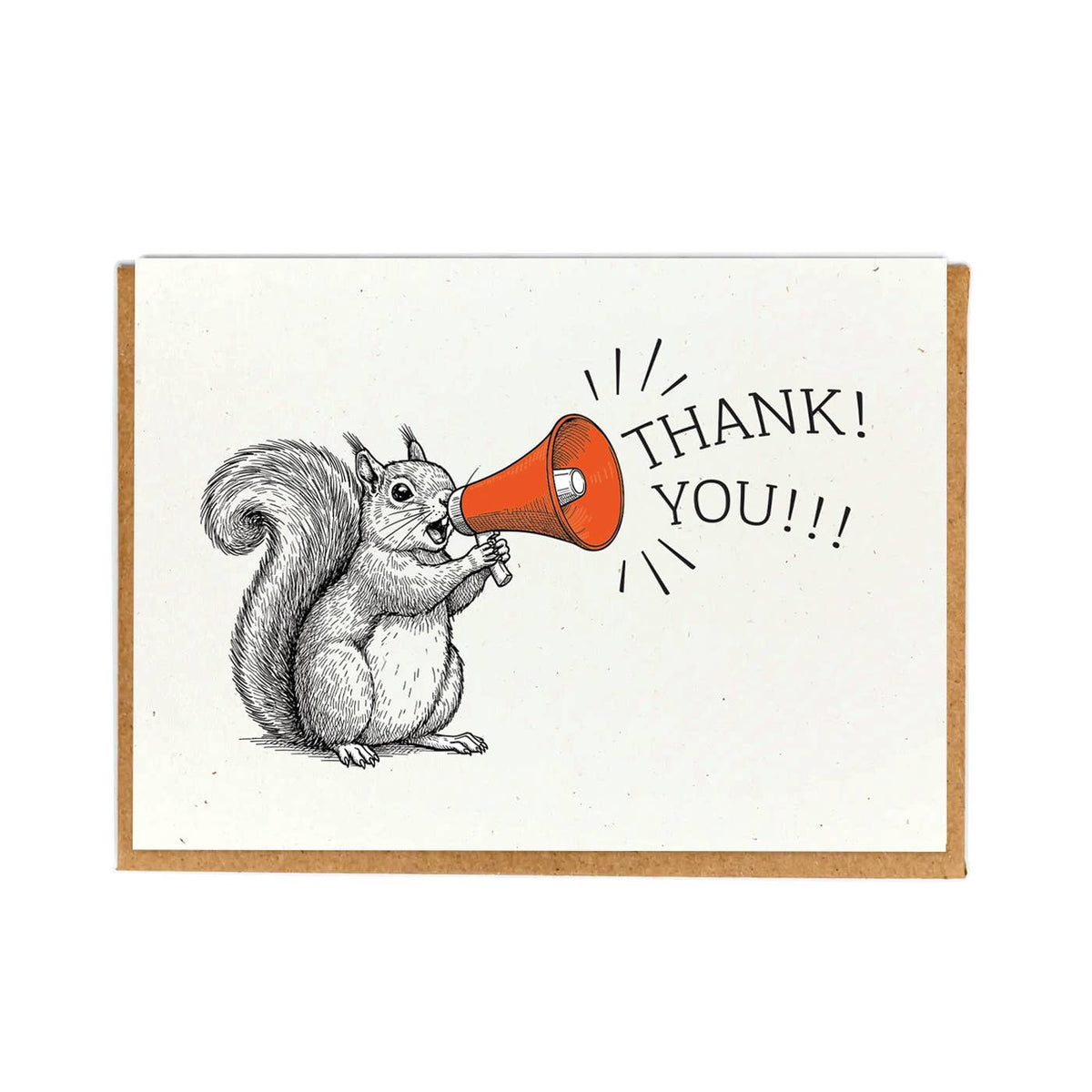 Squirrel Megaphone Thank You Greeting Card