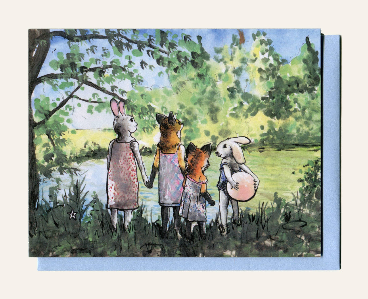 We Get By With A Little Help Fox and Bunny Card
