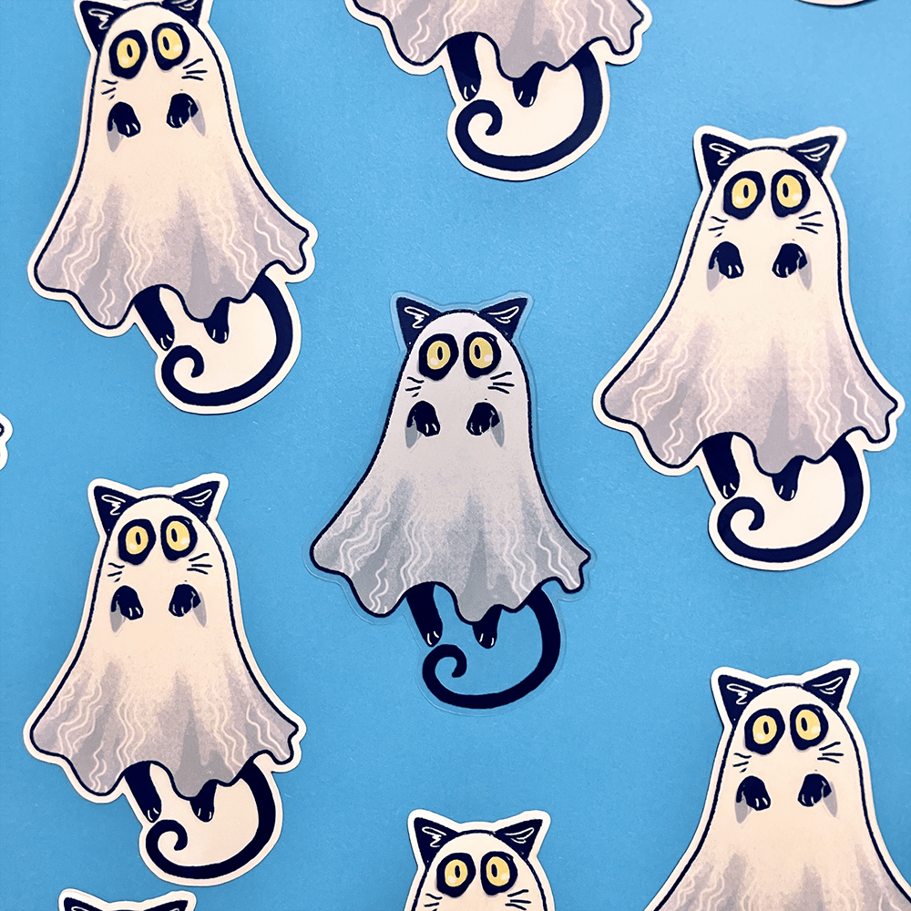 Ghost Cat Vinyl Sticker