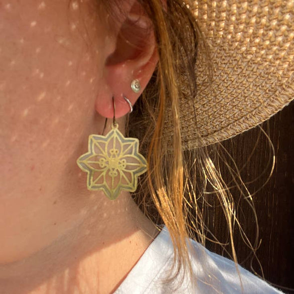 Quilted Star // Stained Glass Resin Earrings