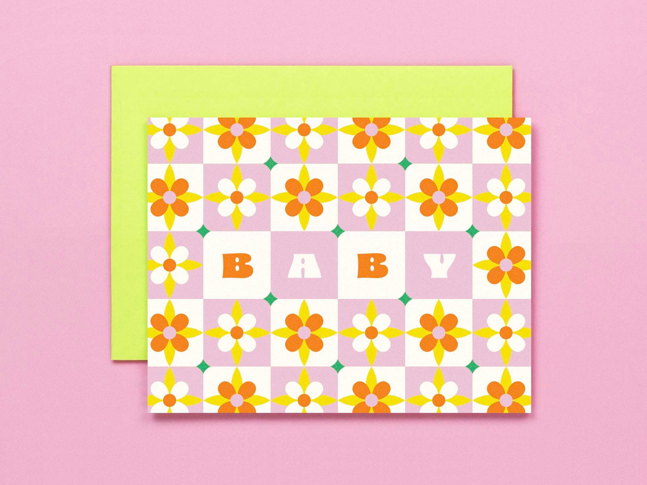 New Baby Flower Tiles Card