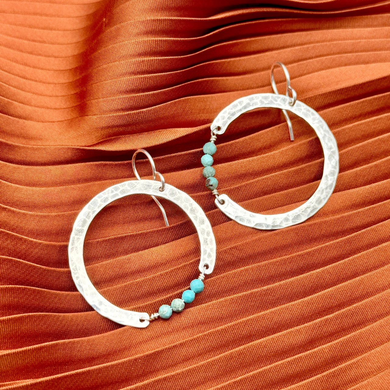 Halo Earrings: Silver Finish w/ Turquoise
