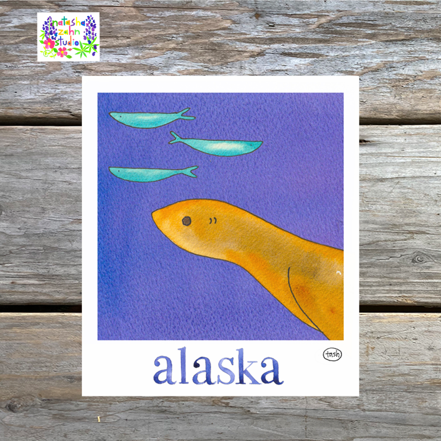 Sea Lion Polaroid Sticker: Alaska