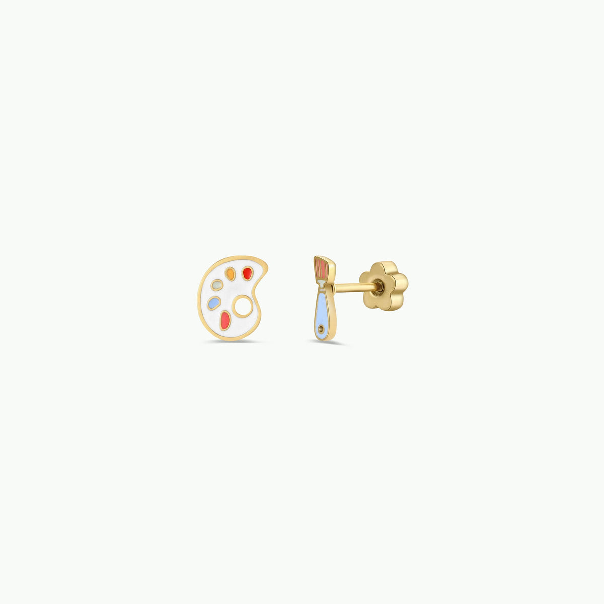 Artist Palette Enamel Flat Back Kids Earrings