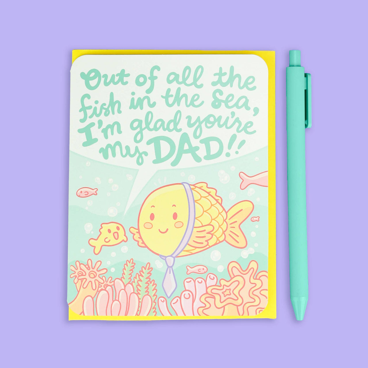 Fish in The Sea, Dad Gift, Father's Day Card with Envelope