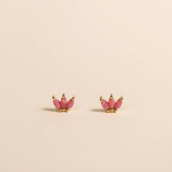 Pink Opal Crown Stud