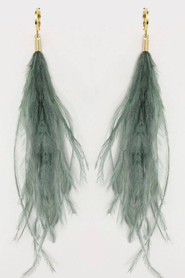 Ostrich Feather Earring Sea Foam