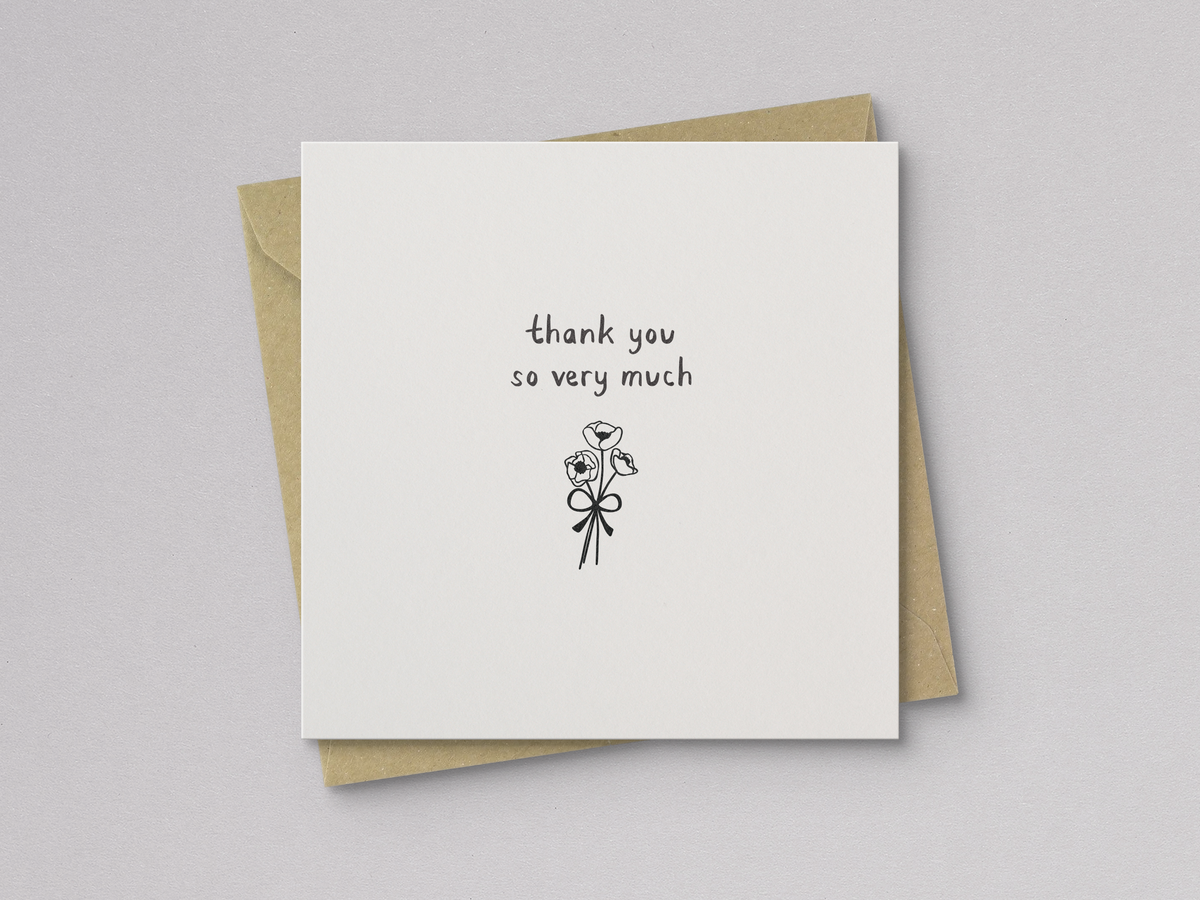 Flower Bouquet Thank You Card  - Letterpress Printed