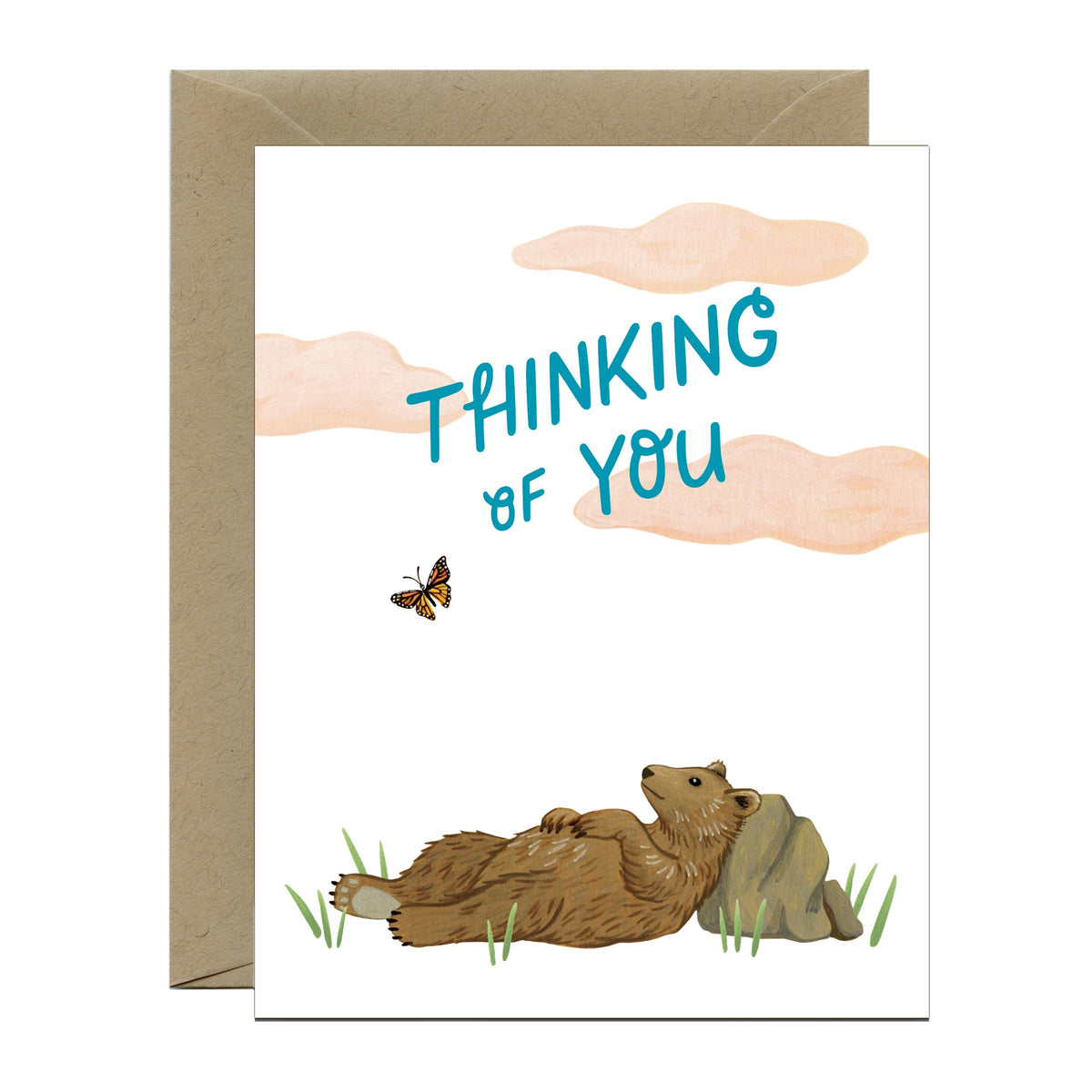Bear and Monarch Butterfly Sympathy Thinking of You Card