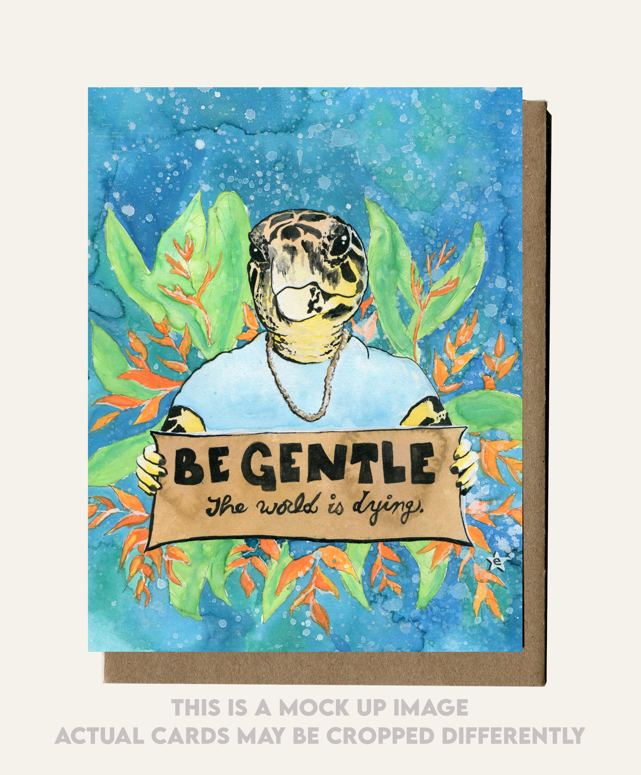 Hawksbill Turtle "Be Gentle" Card - Endangered Animal Series
