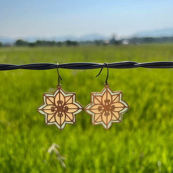 Quilted Star // Stained Glass Resin Earrings