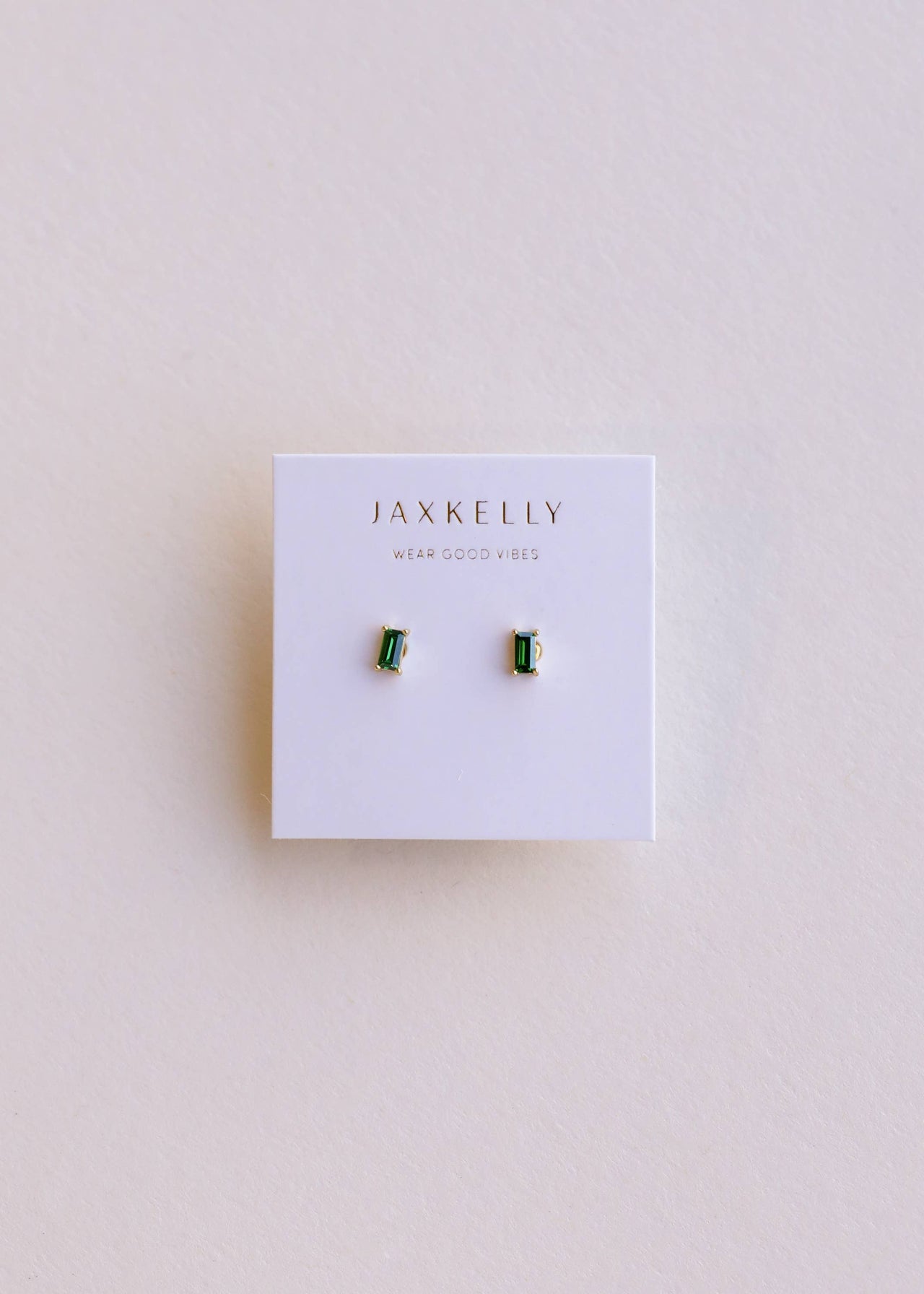 Emerald Baguette Gold Earrings