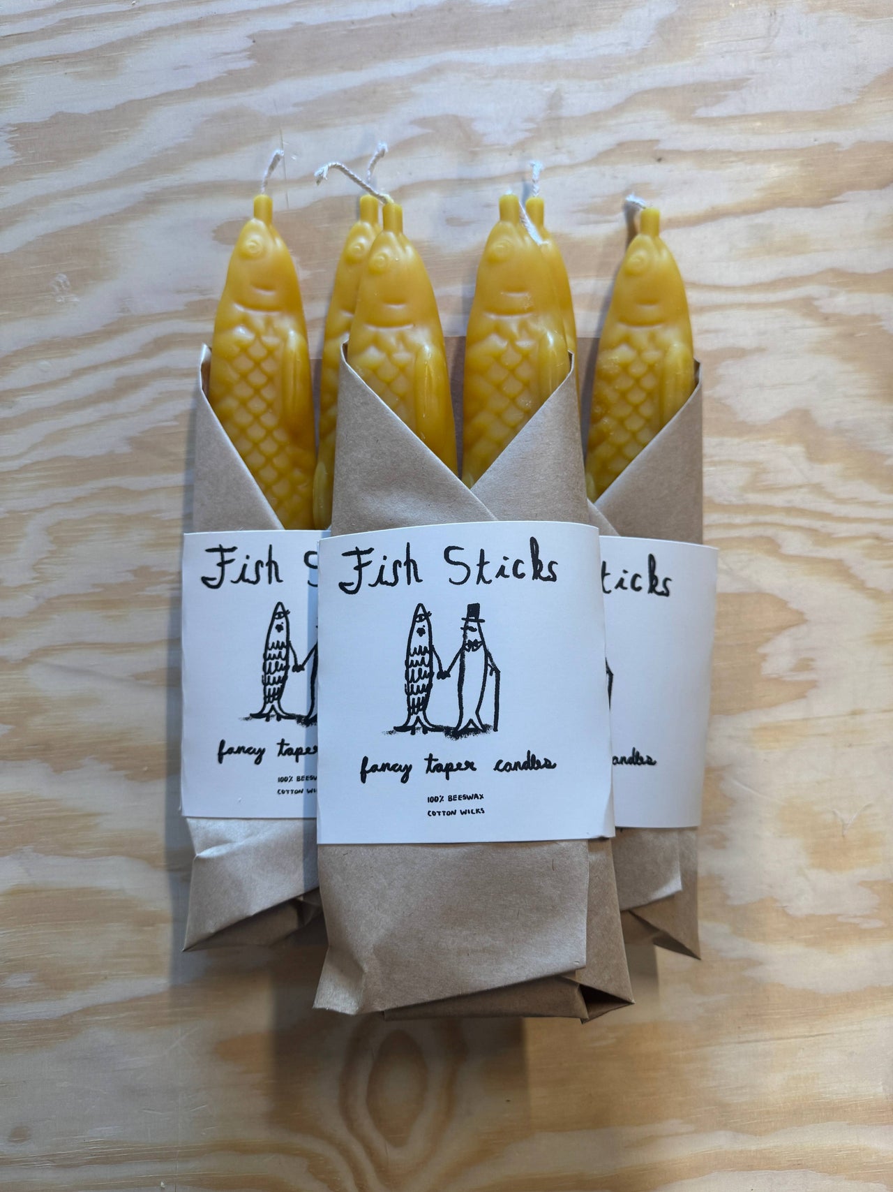FISH STICKS - Fancy Beeswax Fish Shaped Taper Candles