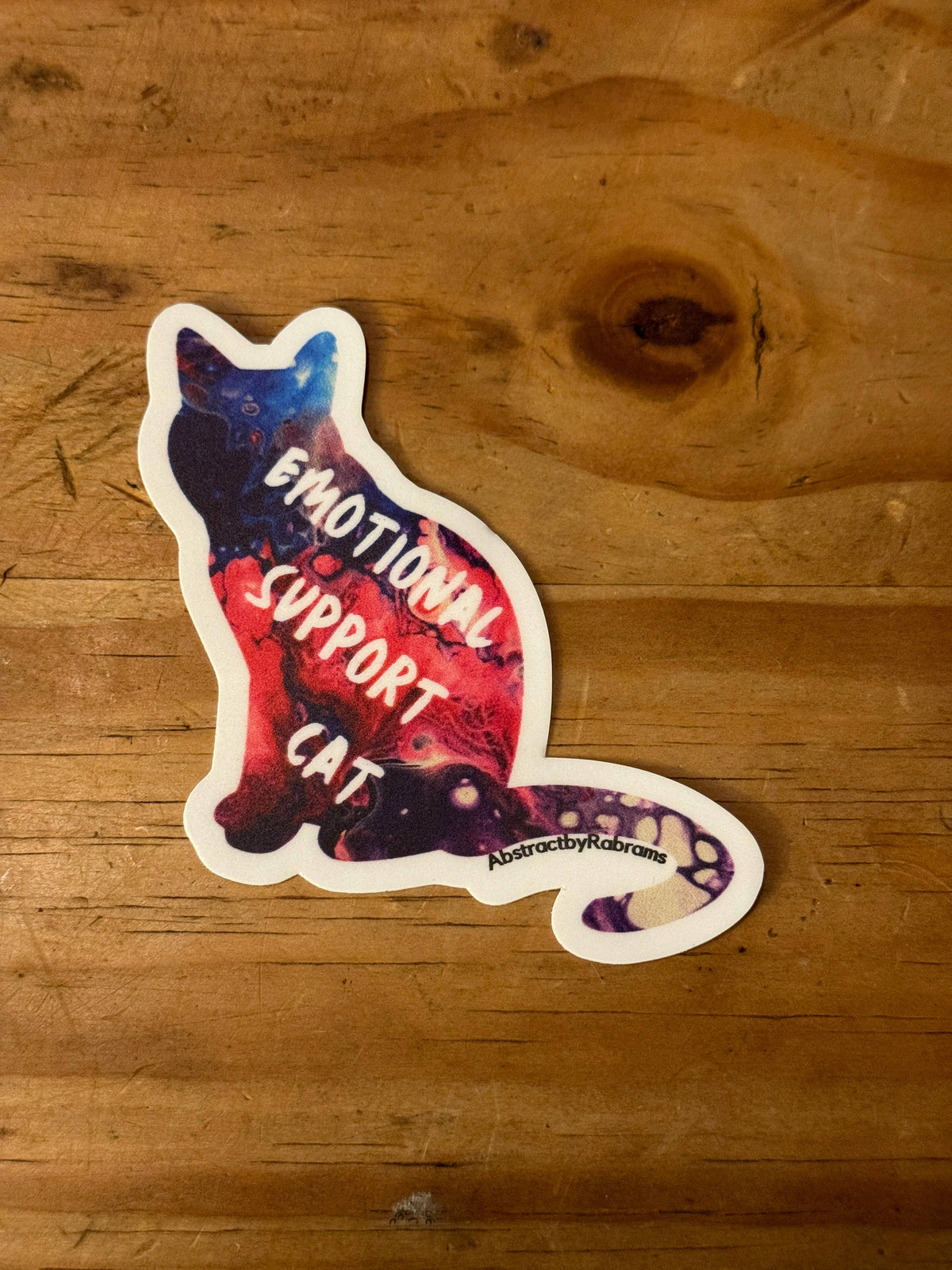 Emotional Support Cat Sticker 3" Pink, Blue, Purple Bi Pride