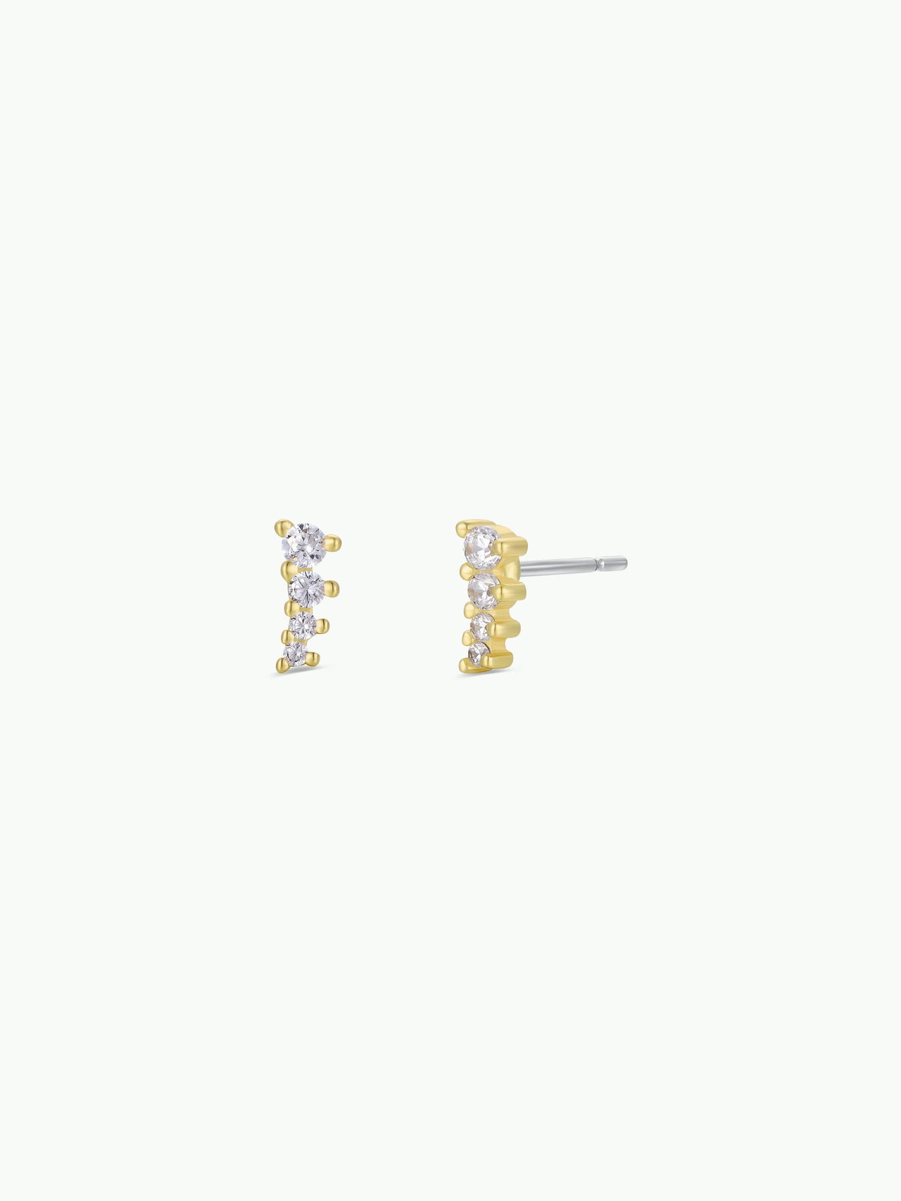 Mini Crawler - White CZ - Gold Earrings