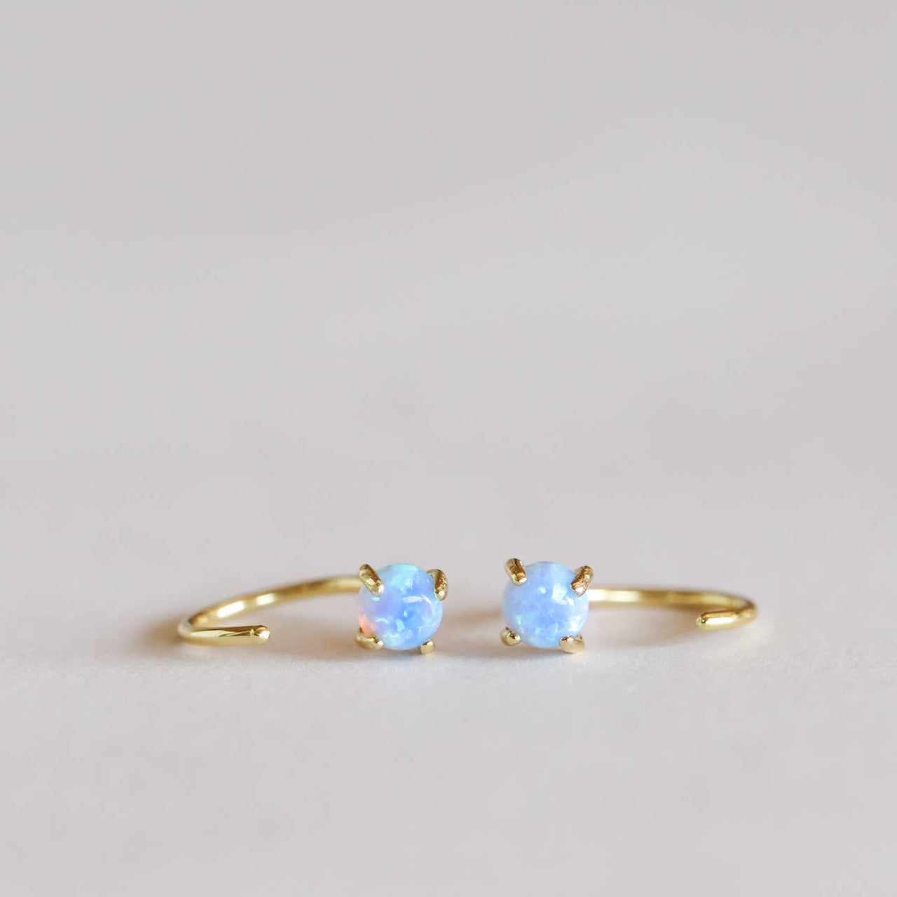 Huggies - Fire Opal - Gold Earrings