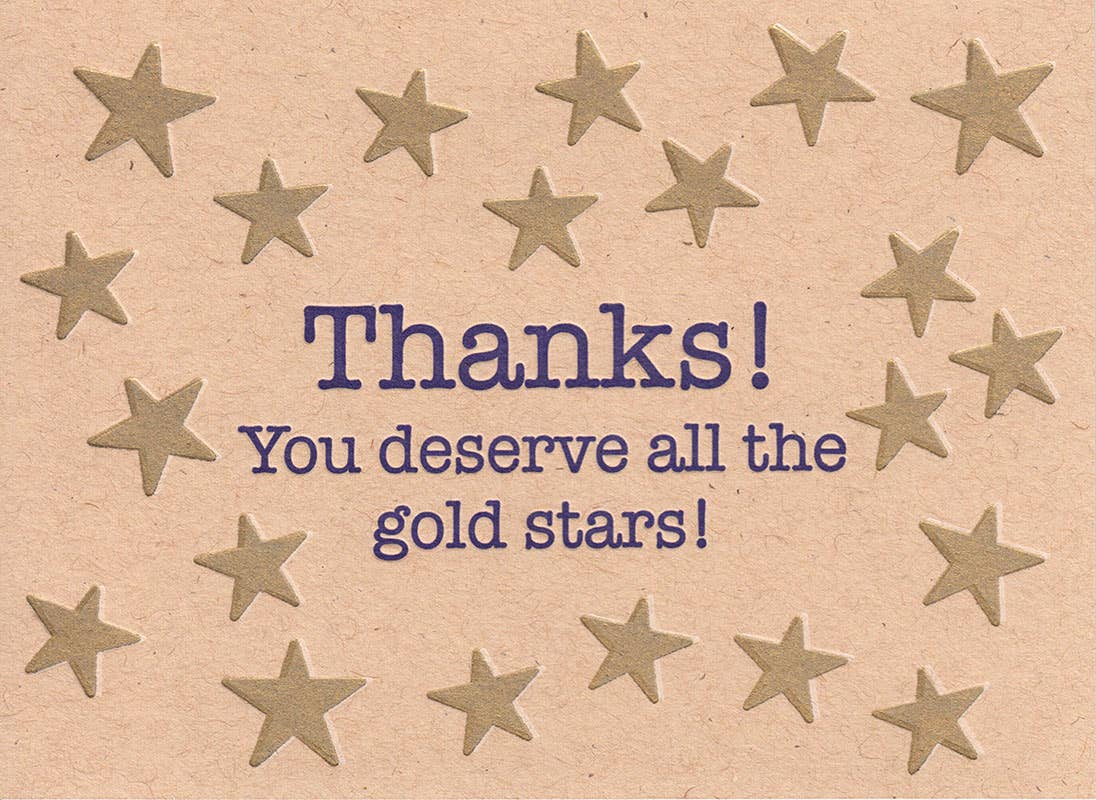 Gold Star Thanks Greeting Card