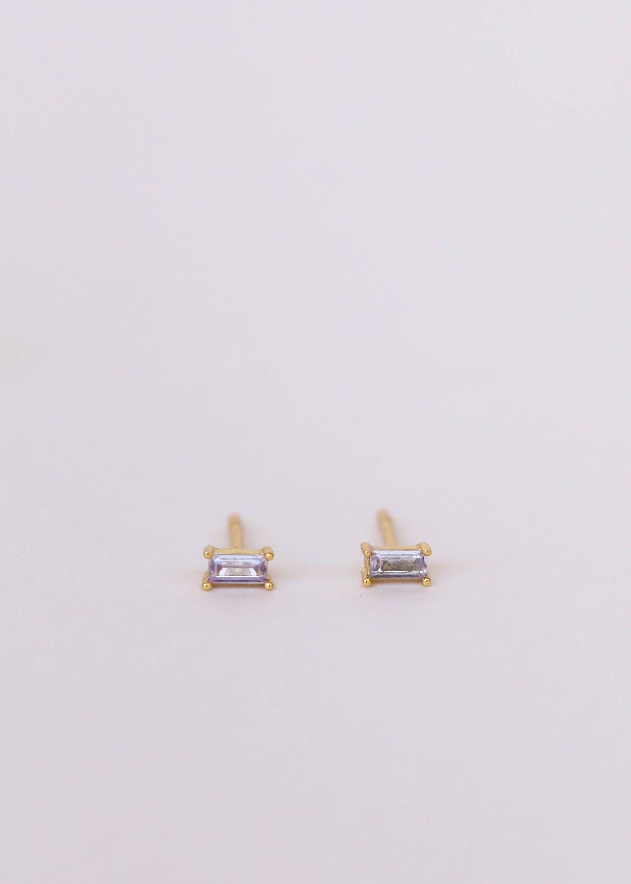Lilac Baguette Gold Earrings