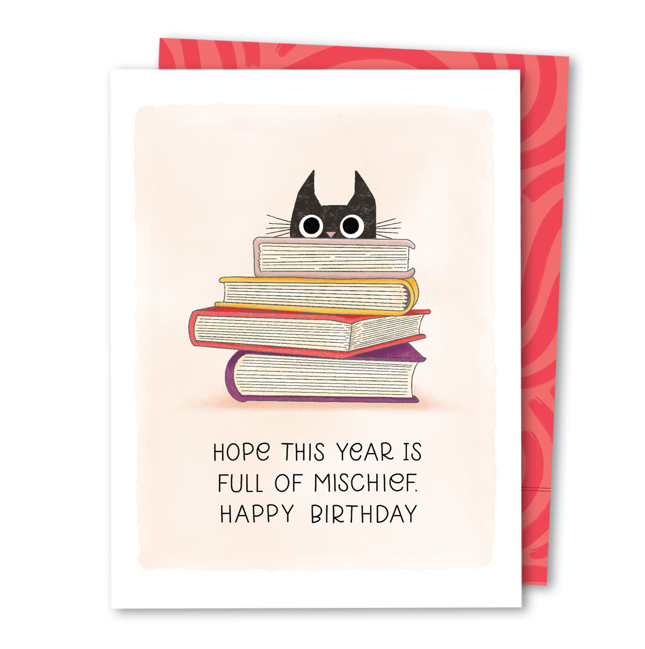 Cat Books | Book Lover Bookish Happy Birthday Card