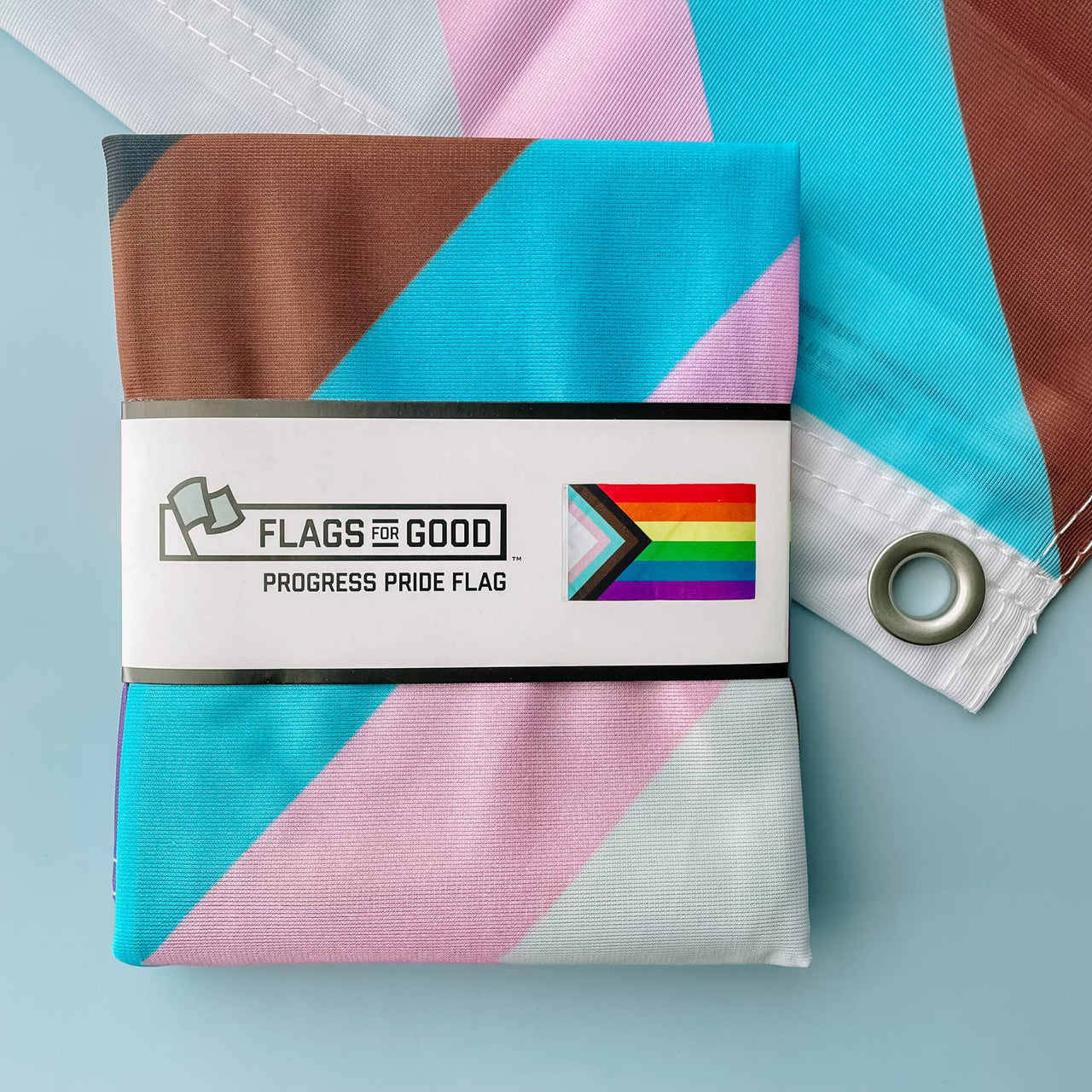 Progress LGBTQ+ Pride Flag: Single-Sided with Grommets