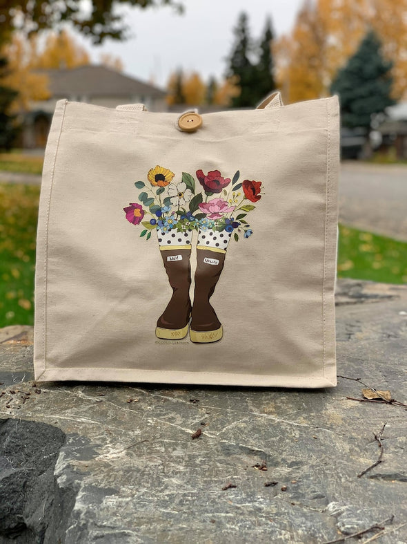Boots n' Bouquet Canvas Tote