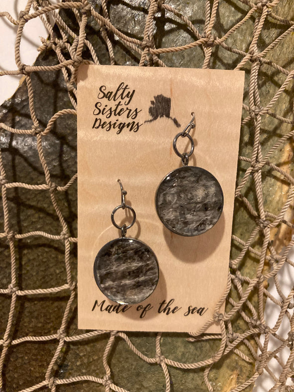 Medium Circle Mixed Metal Fish Skin Earrings