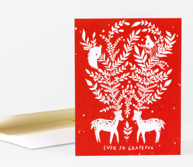 Ever So Grateful Winter Deer Card