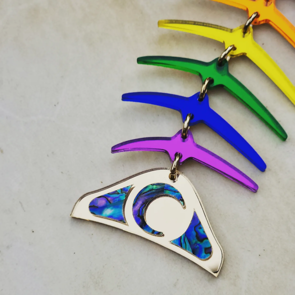 Large Salmon Ghost Earrings - Rainbow