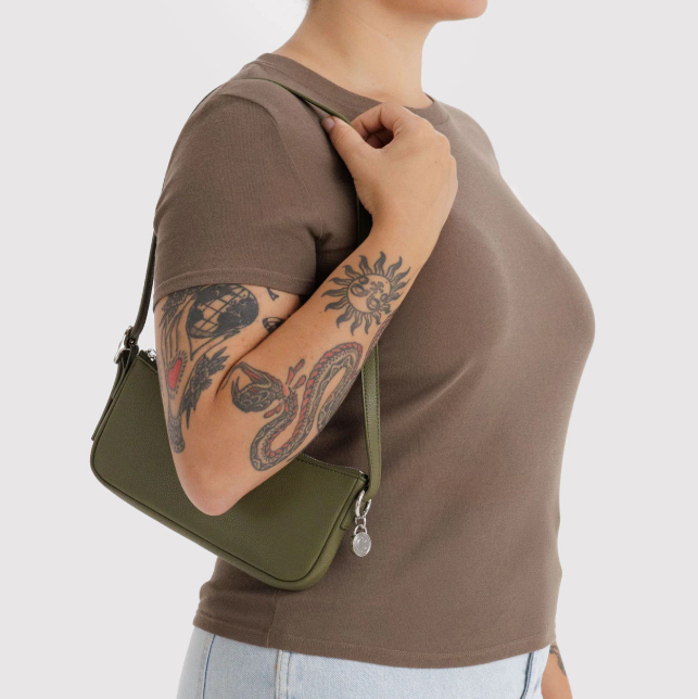 Recycled Leather Pochette - Loden