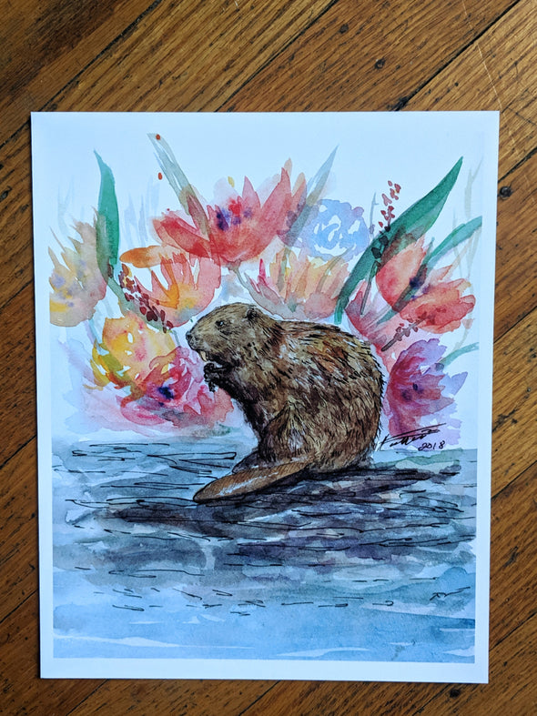 Fauna: Beaver Watercolor Card