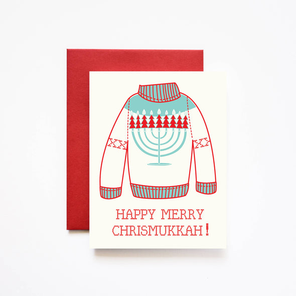 Merry Chrismukkah Christmas and Hanukkah Greeting Card V2