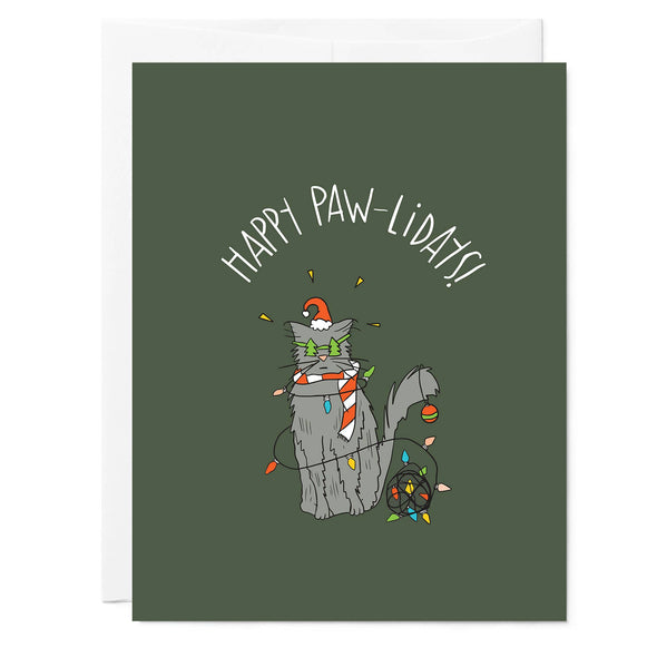 Holiday Cat with Lights | Holiday Greeting Card